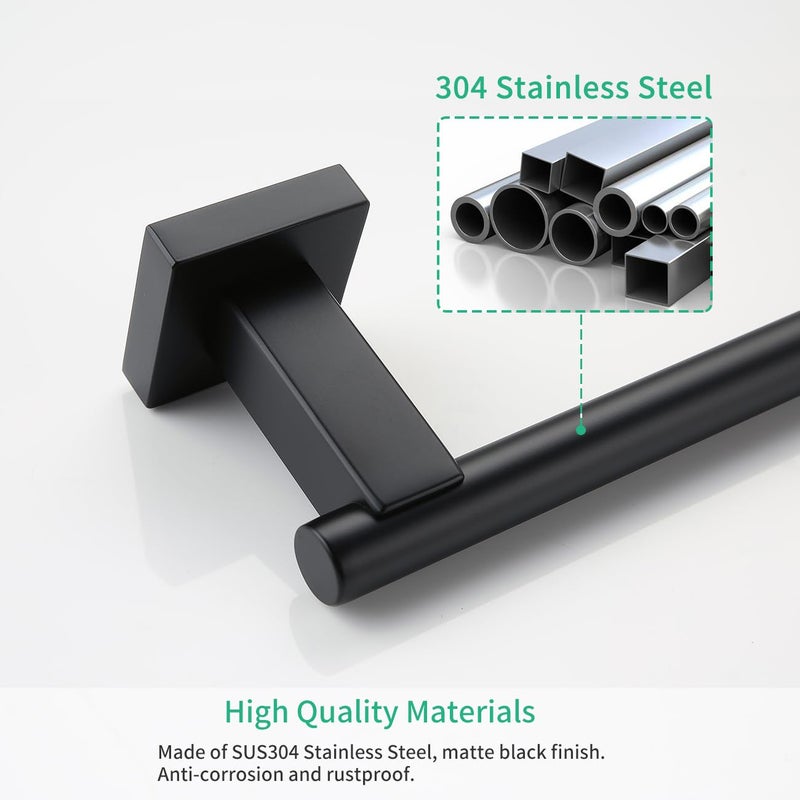 Miyili Matte Black 9-Inch Towel Bar SUS 304 Stainless Steel Hand Towel Holder for Bathroom or Kitchen Wall Mount, A02B23A - Image 4